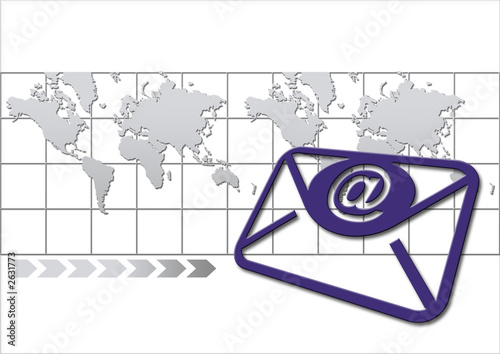 envelope with world map