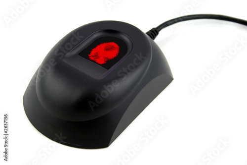 biometric device with red fingerprint