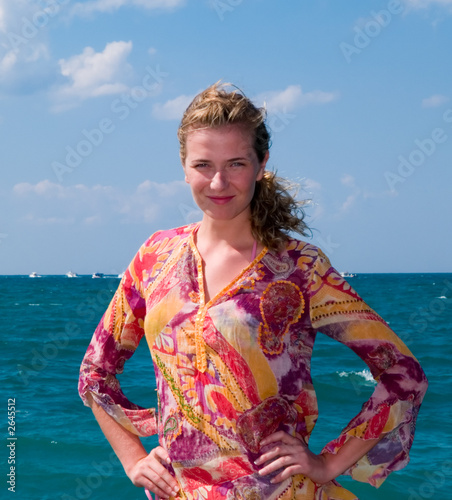 blond woman on the beach