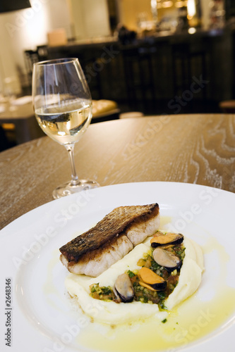 seafood  meal at fancy restaurant