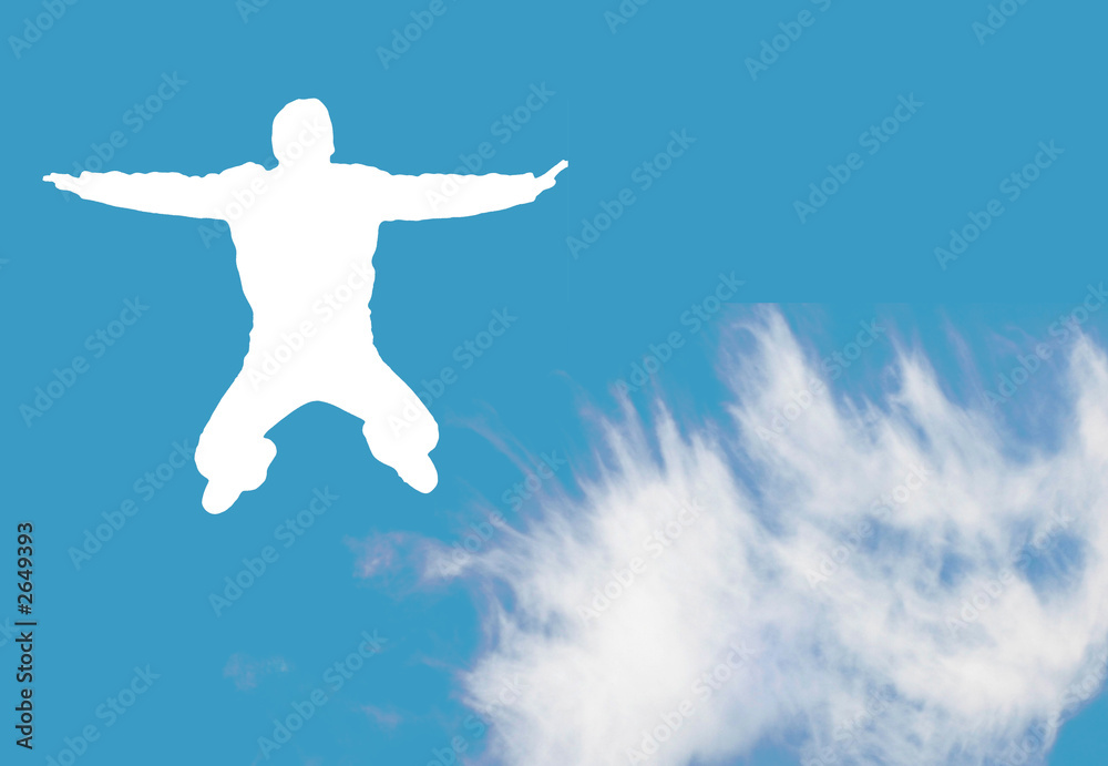 Naklejka premium happy jumpover clouds