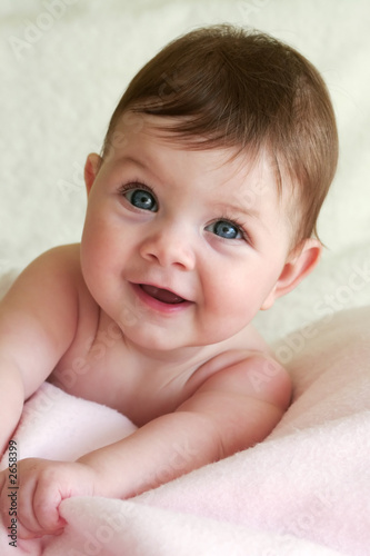 cute smiling baby on blanket Stock Photo | Adobe Stock