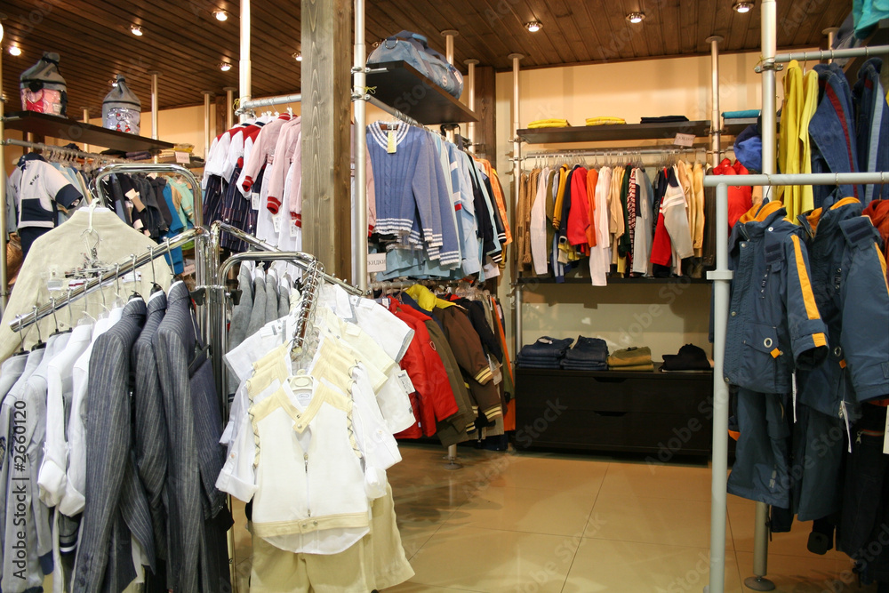 Fototapeta premium child clothes in shop