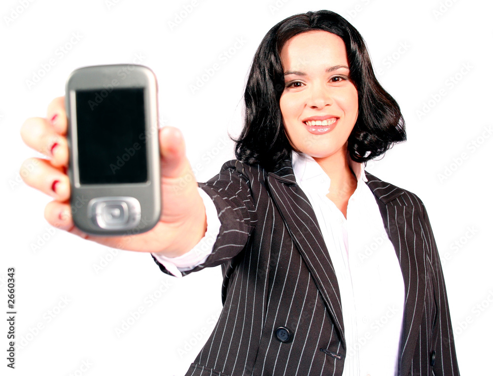 beautiful business woman with arm outstretched hol beautiful business woman with arm outstretched hol