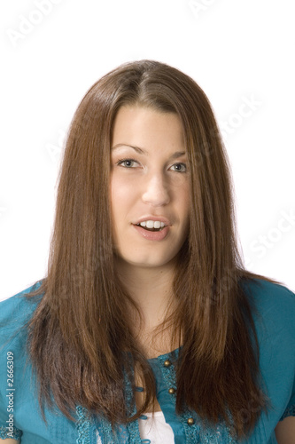 girl smiling half smile