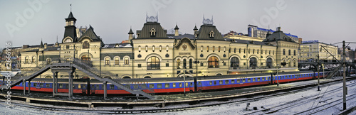 vladivostok railwai station and passenger train photo