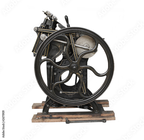 antique black printing press
