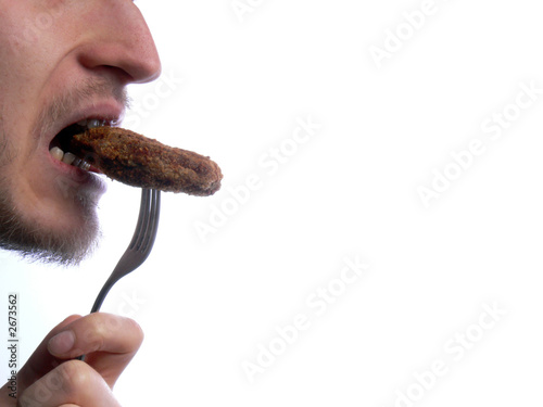 man eating burger