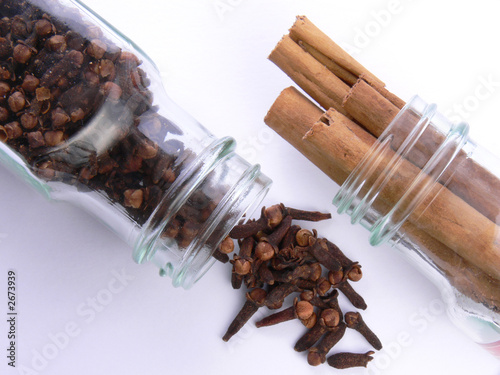 cloves and cinnamon in jars