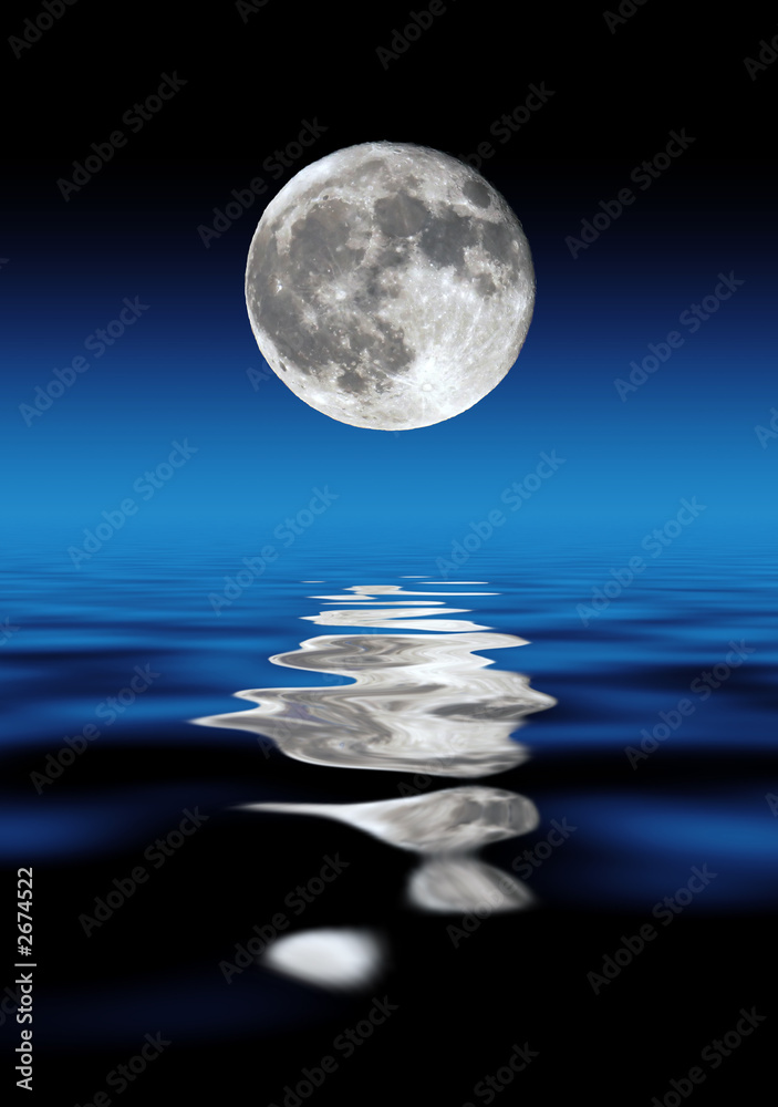 Obraz premium full moon over water at night