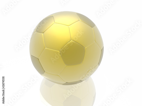 golden soccer ball isolated in white background