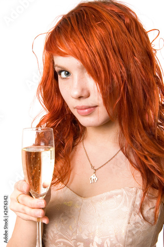  pretty model with a glass of champagne