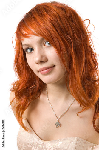 redhead model isolated on white