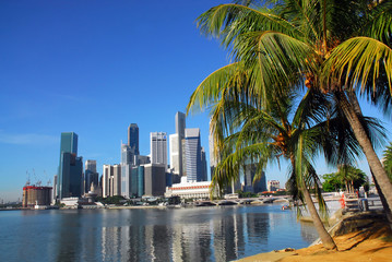 Fotobehang Singapore Klassieke skyline van Singapore stad  © dzain