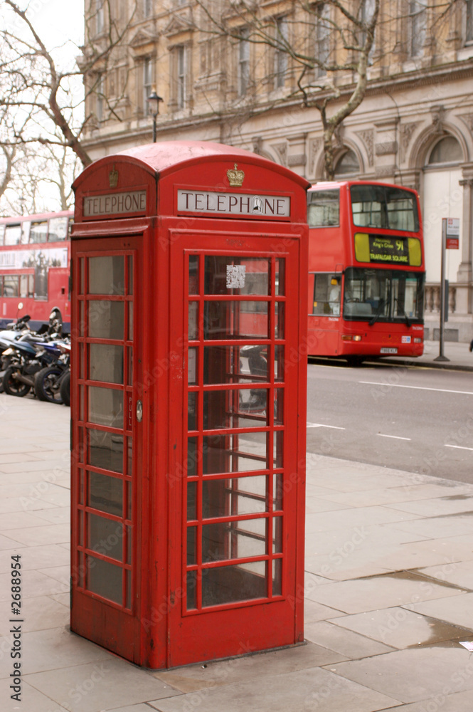 phone box and bus phone box and bus