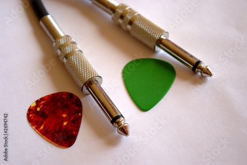guitar picks and cable