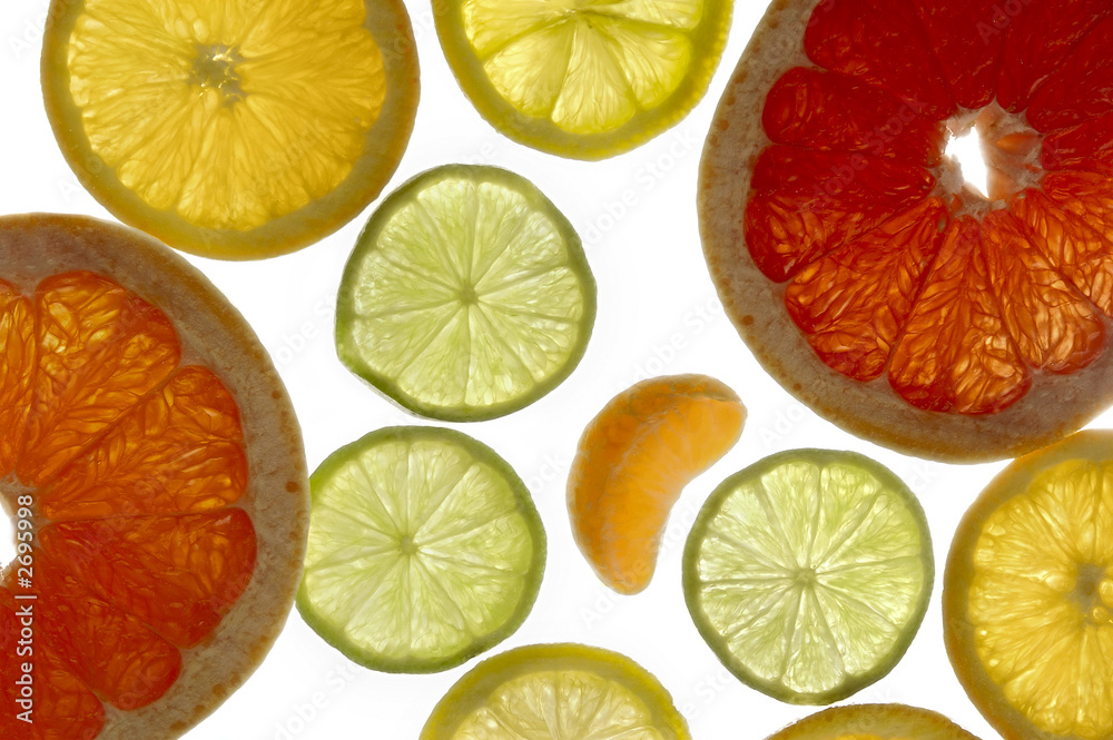 Obraz premium slices of orange, lemon, lime and grapefruit