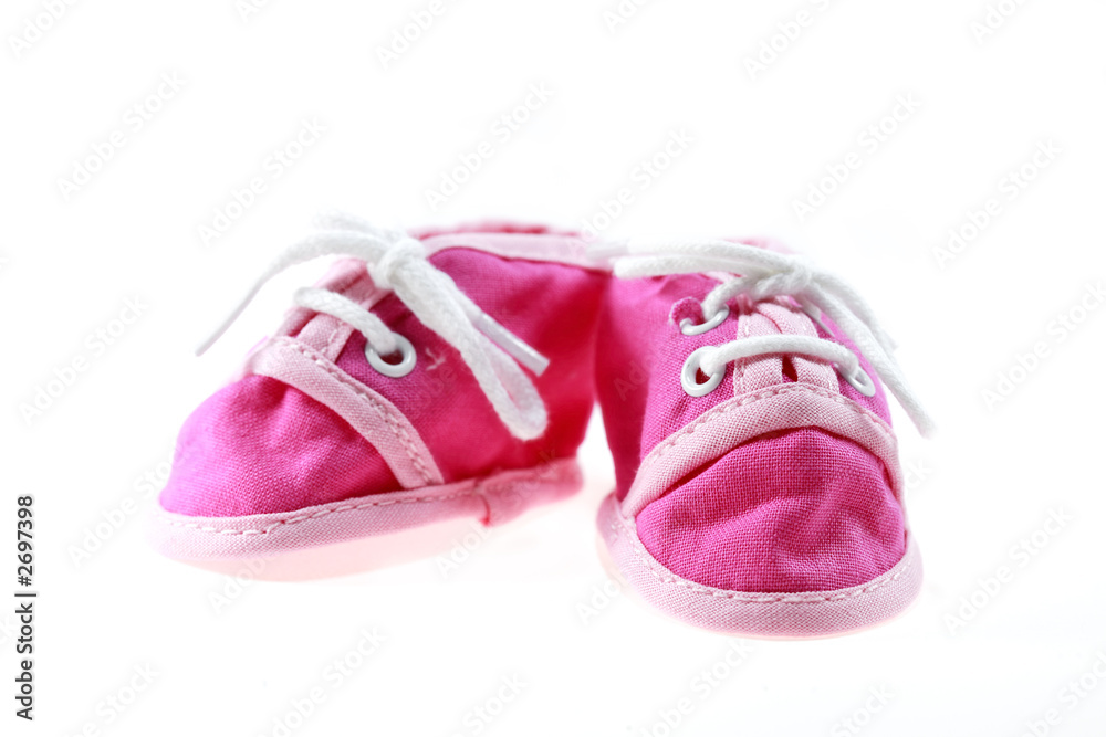 pink baby shoes isolated