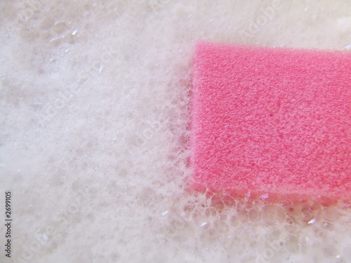 pink sponge and white bubbles 1