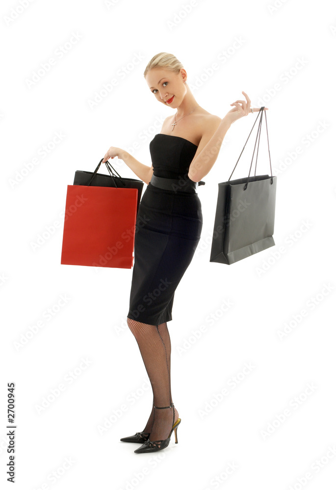 shopping blond in black dress #2 shopping blond in black dress #2