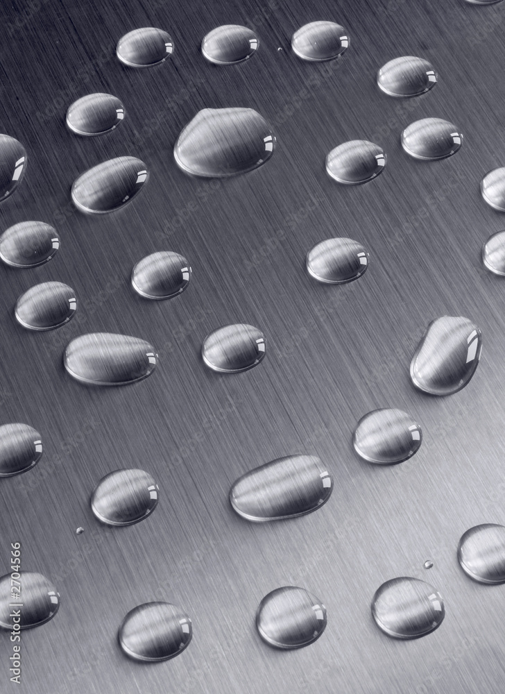 water drops on a metal surface.