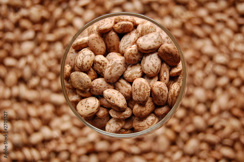 beans in glass in focus