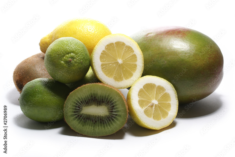 lemom lime kiwi mango isolated on white lemom lime kiwi mango isolated on white