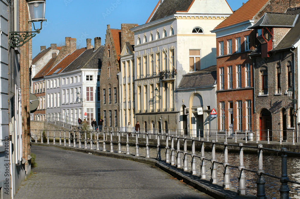 buildings along canal in brugges, belgium