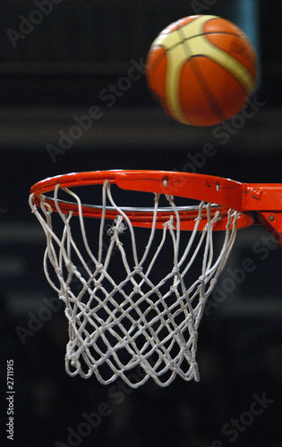 the ball flies to a basketball basket