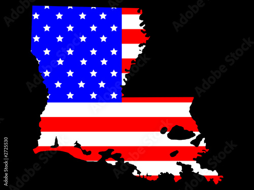map of the state of louisiana and american flag