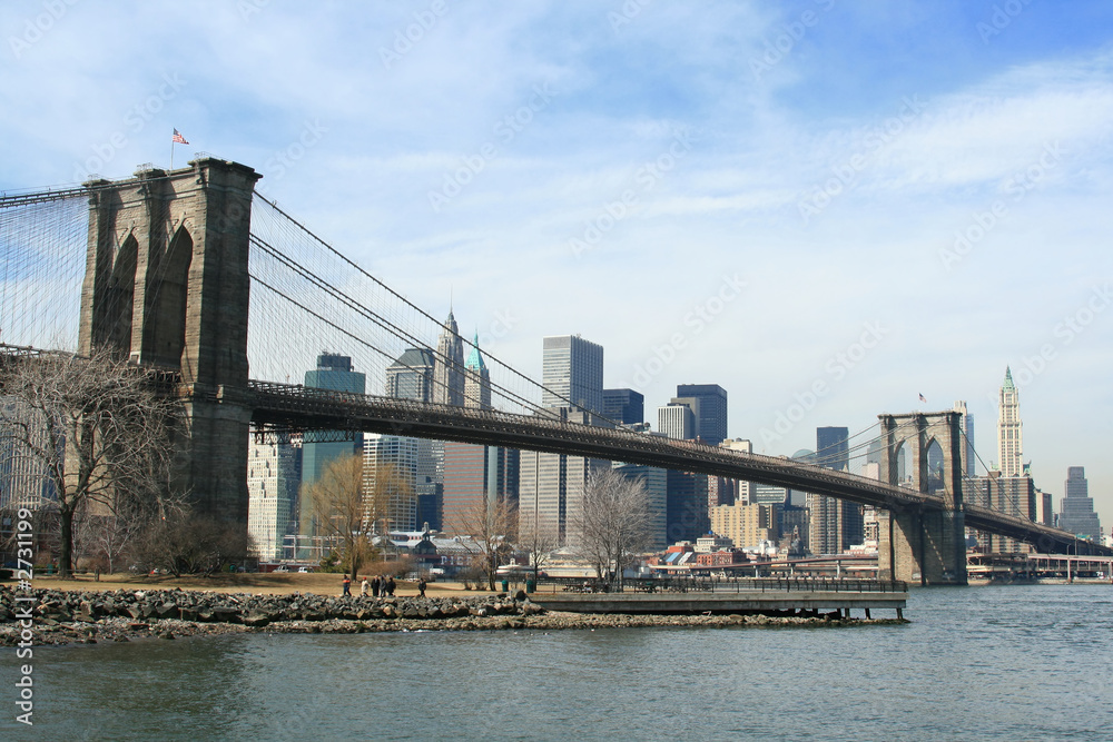 Obraz premium Brooklyn Bridge i Manhattan Skyline