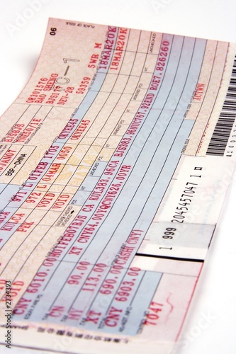 close up on airline ticket