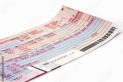 close up on airline ticket photo