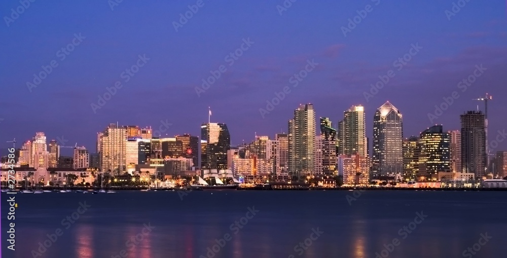 Obraz premium San Diego noc panoramę 2