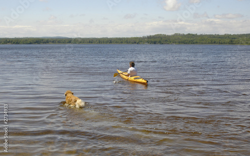 kayak and dog
