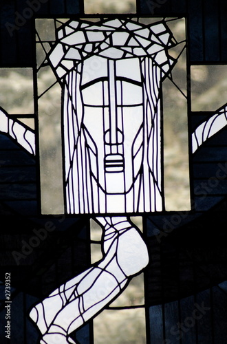 stained glass cruxificion: on cross photo