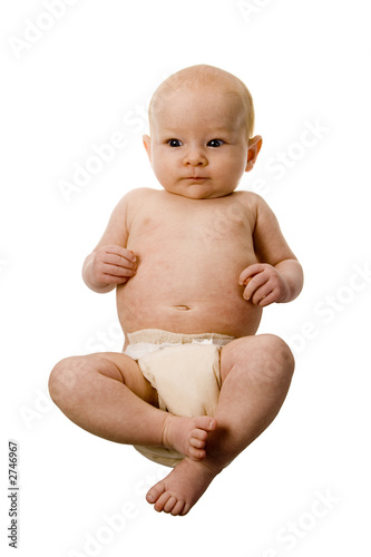 newborn with  hands to side
