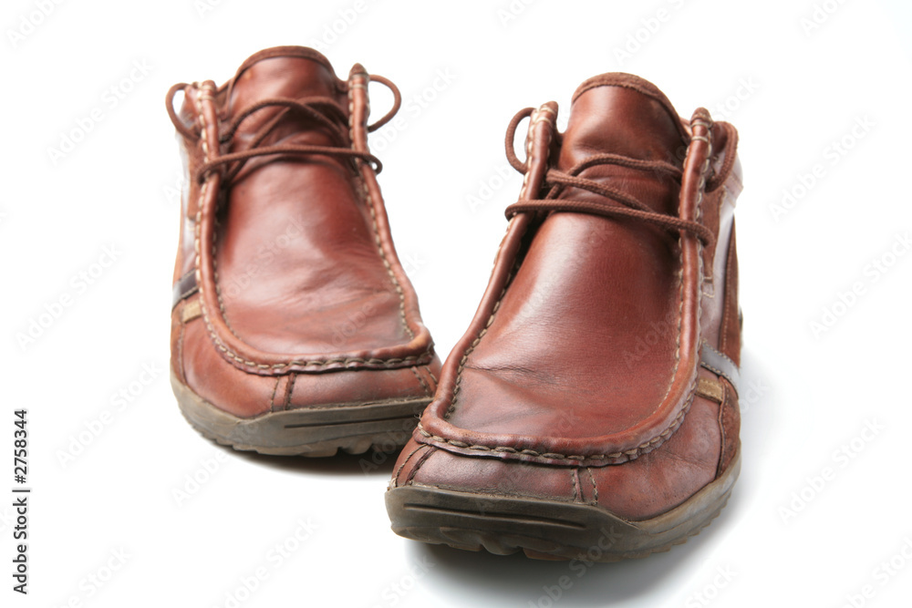 brown old male shoe, footwear