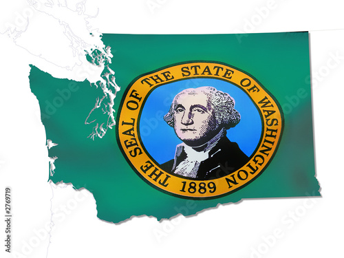 washington map and flag