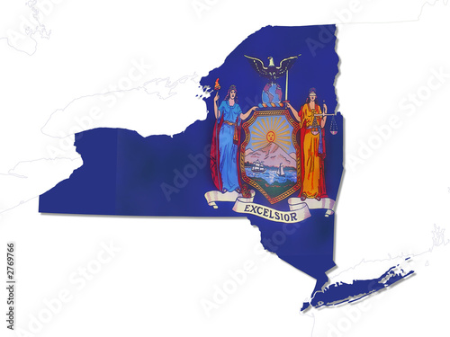 new york map and flag