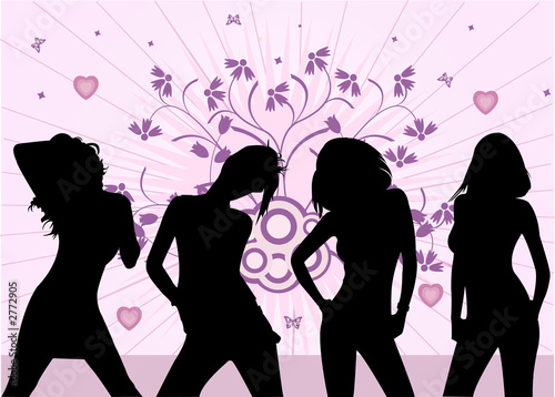 posing girls sillhuette - illustration