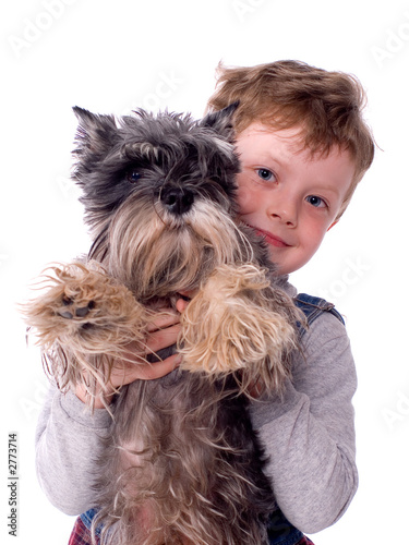 the child with a dog