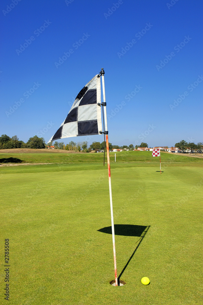 Obraz premium hole with flag at golf course