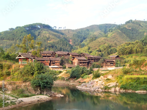 dong village with a lac, hunan, china