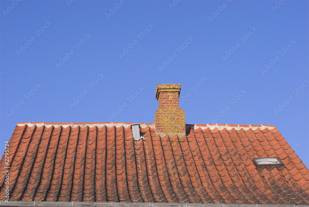 Naklejka premium red tile roof sky blue#1