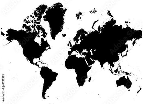 detailed b/w map of the world. photo