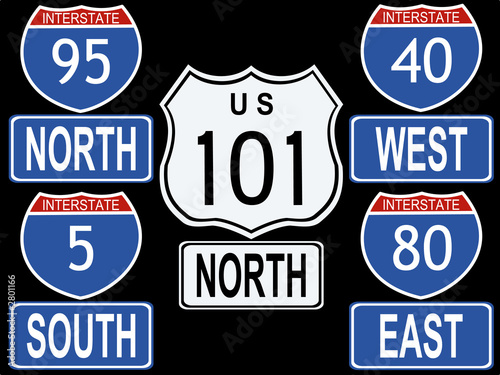 american interstate and highway signs illustration