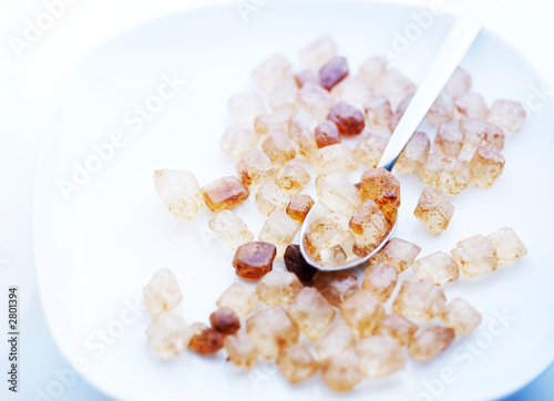 brown candy sugar and a teaspoon on the plate macr