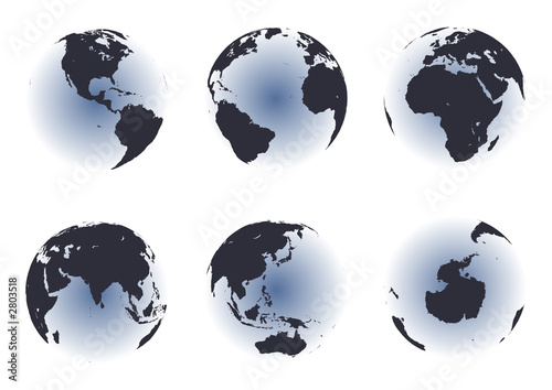 world map on glowing globes