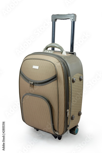 beige travel suitcase - isolated